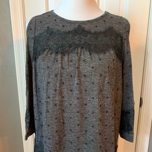 LOFT cold shoulder top with lace detail. Size M